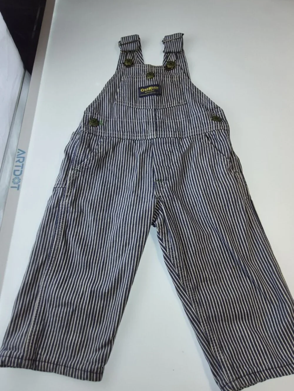 Vintage OshKosh B'Gosh Vestbak Hickory Stripe Bib Overalls Toddler 2T USA Made